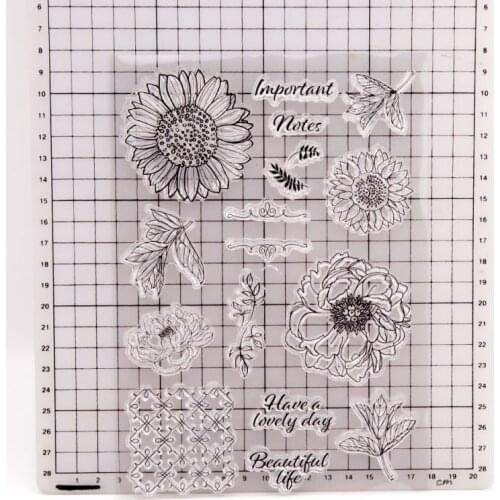 Sunflower Flower Leaf Transparent Clear Silicone Stamps for DIY Scrapbooking/Card Making/Kids Decoration Supplies