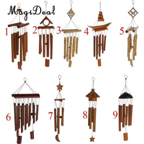 MagiDeal Relaxing Bamboo Yard Garden Outdoor Living Wind Chimes Windchime Handmade Crafts for Wall Hanging Car Home Decoration