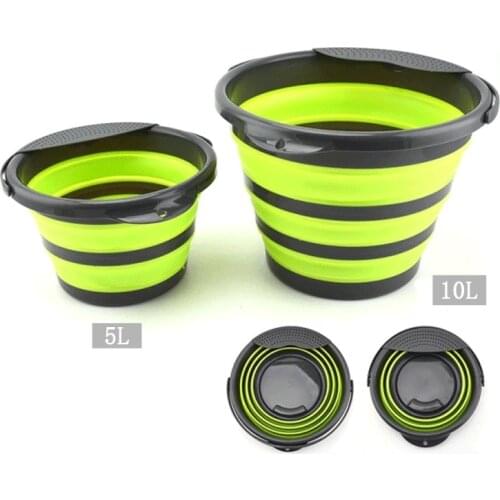 Car Wash Collapsible Bucket Microfiber Glove Sponge, 5L/10L Portable Folding Basin Pail for Car Household Cleaning