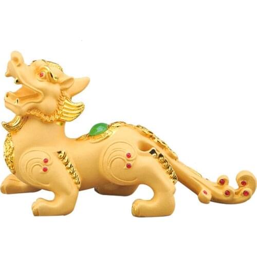 Chinese style mascot Pi Xiu statue Golden Resin modern art sculpture Home Decoration Car auspicious God beast ornaments