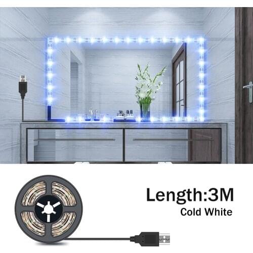 USB LED Vanity Light Strip Makeup Mirror Wall Lamp Dressing Table Led Night Lights Bulbs For Room Bathroom Mirrors Decorative
