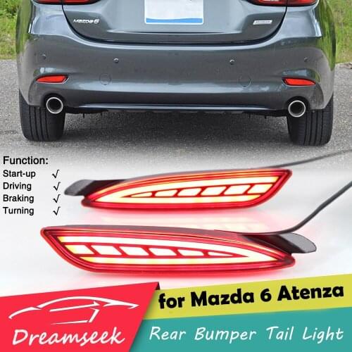 Red LED Reflector Rear Bumper Tail Light for Mazda 3 6 Atenza 2019+ Driving Stop Brake Lamp with Dynamic Sequential Turn Signal