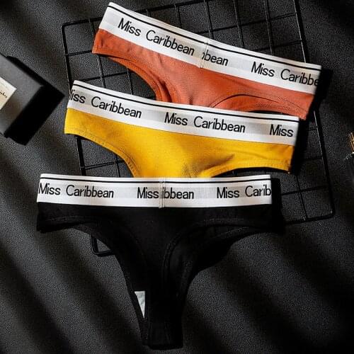 MCK Caribbean Womens Panties Cotton Underwear Sexy Sports Logo Wide Waist Letter Seamless G-string Low Waist Womens Thongs