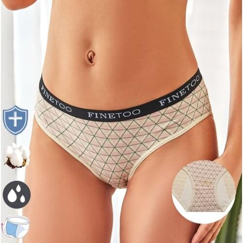 FINETOO M-3XL Menstrual Panties for Women Sexy Low Waist Physiological Underwear Lady Period Briefs Comfortable Girls Lingerie