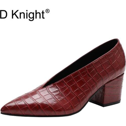Crocodile Pattern Designer Vintage Evening Shoes Ladies Fashion Pointed Toe V Cut Woman Shoes High Heels Pumps Sexy Size 33-40