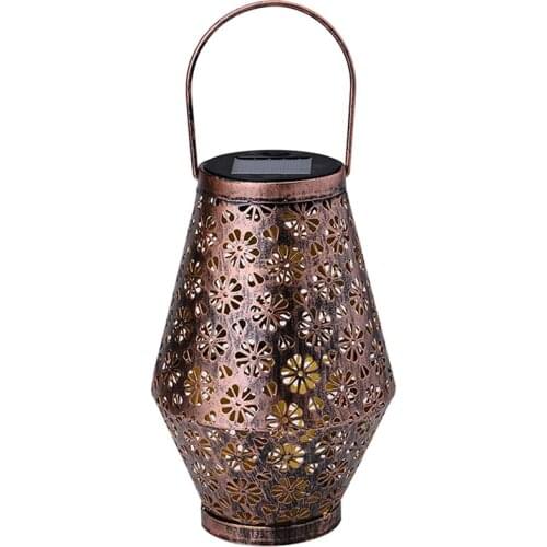 Solar Lanterns Outdoor, Hanging Solar Lights Waterproof Backyard Garden Decor Retro Metal LED Table Solar Lantern Light
