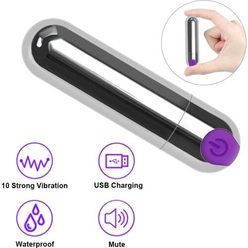 Waterproof Mini Bullet Vibrator 10 Speed USB Rechargeable Sex Toys for Women Strong Vibration G-spot Massager