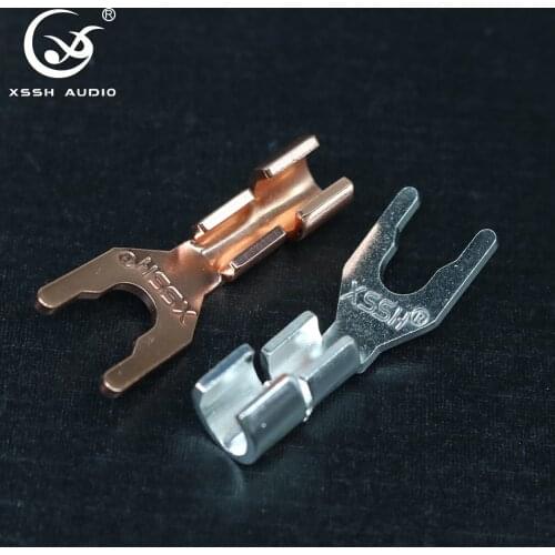 XSSH HIFI Audio Home theater 5.5mm 6mm Speaker Wire Welding CMC Copper Rhodium 8mm U Y spade Banana plug fork Connector Terminal