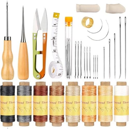 LMDZ Leather Sewing Clamp Leather Working Tools Leather Sewing Kits Leather Stitching Pony with Leather Needle and Waxed Thread
