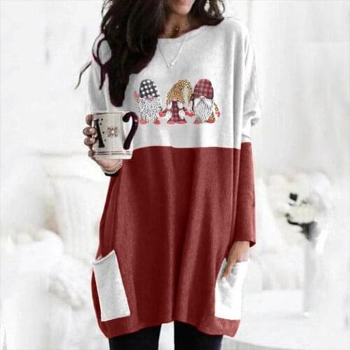 40#Plus Size Women Clothing T-Shirts Autumn Long Sleeve Christmas Printed O-neck Tops 2020 Elegant Ladies Tunic Tops Camisas