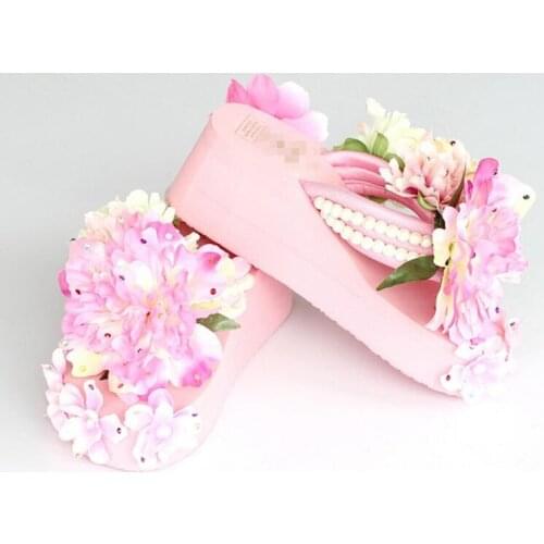 Women Sandals Summer Shoes Slipper Slope With Thick Crust High-heeled Flip Flops Beach Sandals Muffin Sandals Free shipping