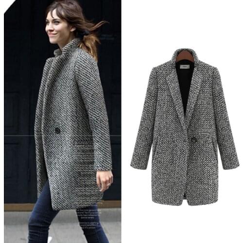 2019 Top Winter women long coat women Gray Thick Fashion Design New Arrival Warm Wool Fabric Woolen Coat Classic Long Plus