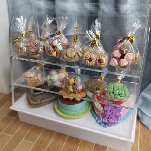 1:12 Dollhouse Mini Biscuits Macaroon Cookies Glass Pastry Jar Miniature Scene Model Decoration