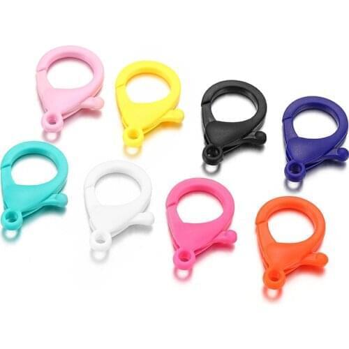 10Pcs/lot Colorful Plastic Key Chain Ring Metal Lobster Clasp Hooks Clips Connectors For DIY Jewelry Making Supplies Accessories