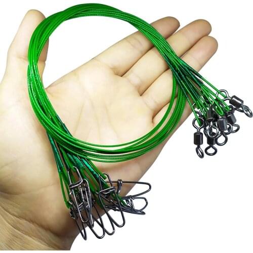 10pcs 50cm Fishing Line Leader Wire Test 88Lbs/40kg Anti-bite Steel Wire Line Leashs Heavy-duty Fishing Connector for Lure
