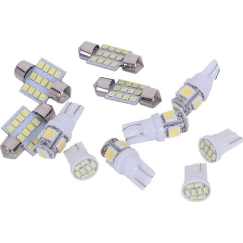 11 Pcs White LED Lights Interior for T10 & 31mm Map Dome License Plate Lamp