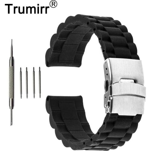18mm 19mm 20mm 21mm 22mm 23mm 24mm Silicone Rubber Watchband for Hamilton Stainless Steel Clasp Watch Band Strap Resin Bracelet