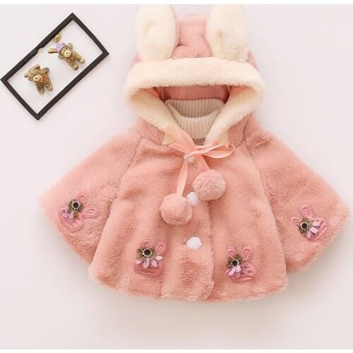 2017 baby girl fake fur coat girls infant winter hooded sweater cloak coats kids jackets clothes