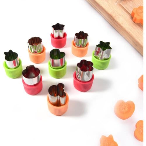 3Pcs Star Heart Shape Vegetables Plastic Handle Portable Stainless Steel Fruit Cutting Die Kitchen Gadgets