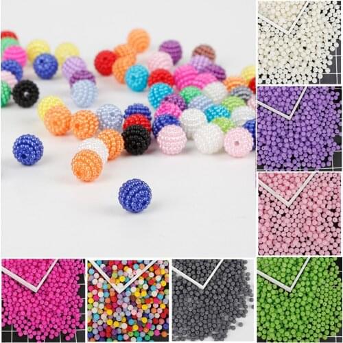 50pcs/lot 10mm Acrylic Bayberry Beads Round Imitation Pearl Beads Fit Europe Beads For Jewelry Making DIY Bracelet