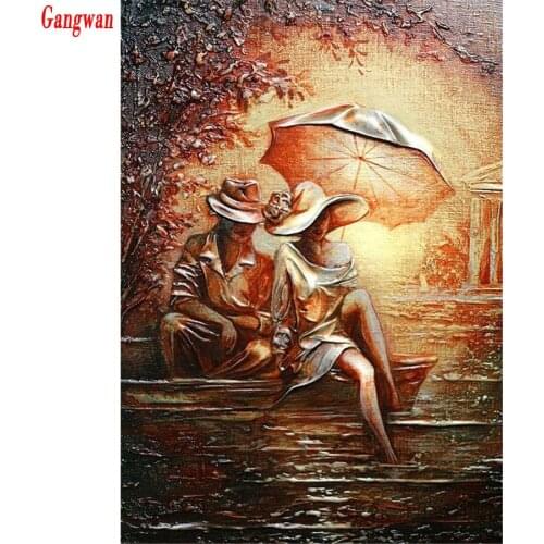 5D Full Square round Diamond painting custom abstract couple Diamond mosaic Embroidery decoration rhinestone picture bedroom art