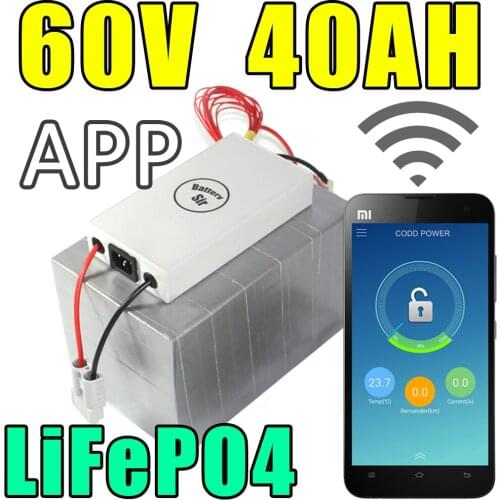 60v 40ah lifepo4 battery app remote control Bluetooth Solar energy electric bicycle battery pack scooter ebike 2000w