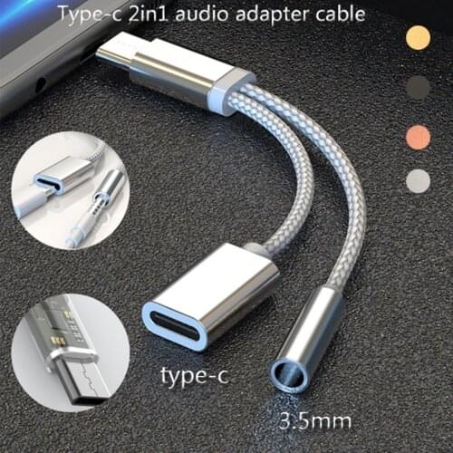 2 in 1 Type C Adapter for Huawei P30 Mate 30 20 Pro Honor20 Nova5 Splitter Charging 3.5mm Jack Headphone Adaptador Tipo C Tupe C