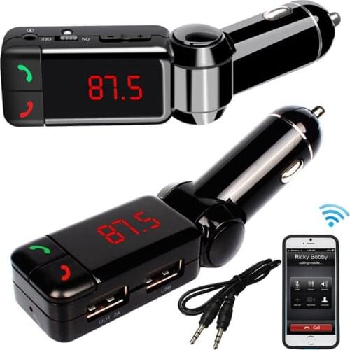 Car USB Charger Bluetooth FM Transmitter Hands Free Bluetooth Car Kit MP3 Audio Player Wireless Modulator for Mobile Phone 8