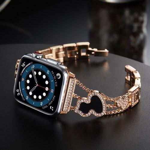 Luxury Gourd Shape Women Bracelet for Apple Watch Band Series 6 SE 5 4 3 Metal Strap for Iwatch 40mm 44mm 38mm 42mm Chain Belt