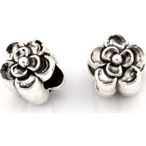 25 Pcs Zinc Alloy Flower Big Hole Beads For Jewelry Making Bracelet Necklace DIY Accessories 9x9mm nm521