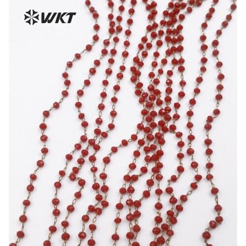 WT-RBC041 WKT Unique dark red women chains 2mm faceted crystal beads attractive rosary beads chains sold by meter