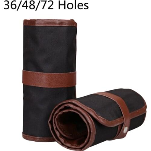 36/48/72 Holes Pencil Case Canvas Roll Pouch Comestic Makeup Brush Case Pen Storage Pen Wrap Estuches Pencilcase School Supplies