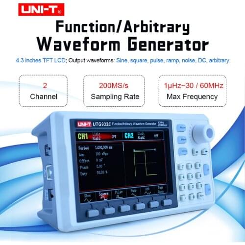 UNI-T UTG932E UTG962E Function Arbitrary Waveform Generator Signal Source Dual Channel 200MS/s 14bits Frequency Meter 30/60Mhz