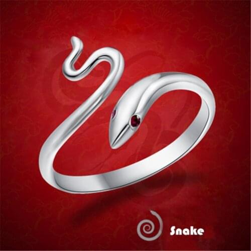 Womens Creative Cute Red Eyes Small Snake Shape Opening Style Ring Adjustable Fashion Jewelry Gift for Lovers R0053
