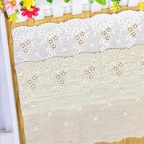 Ivory Beige New Fashion Clothing Embroidery Fabric Exquisite Hollow Cotton Embroidered Lace Accessories Trimming 16.5cm