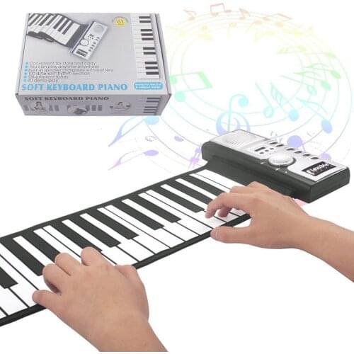 Hot Selling Portable Flexible Digital Keyboard Piano 61 Keys 128 Tones Rhythms Electronic Roll Up Piano Toys