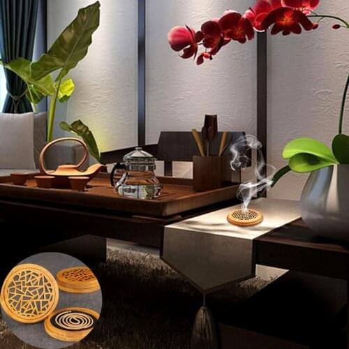 Fashion Retro Bamboo Incense Box Hollow Carved Desktop Ornament Censer Ash Catcher Incense Holder Incense Burners Home Decor