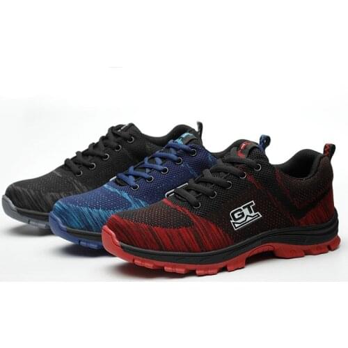 Men Women Outdoor Steel Toe Cap Boots Work Safety Shoes Air Mesh Breathable Hiking Shoes