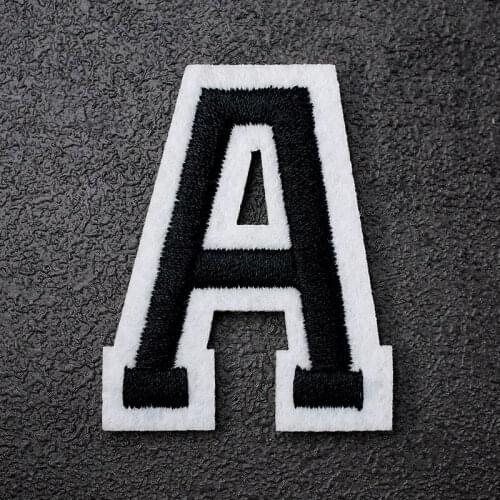 Letter: A (Size:4*5.5cm) DIY Cloth Patch Badge Embroidered Cute Badges Hippie Iron On Kids Cartoon For Clothes Stickers