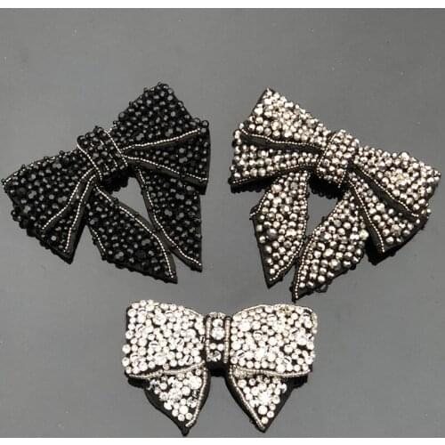 Bowknot Patch For Clothes Beaded Applique Rhinstone Patch Bowknot Drill Applique Sew On DIY Clothing Applications