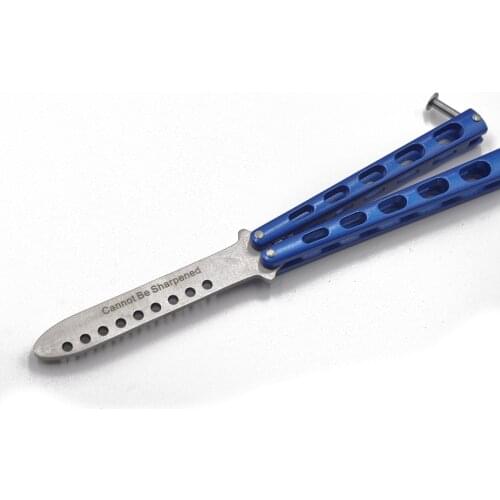 Butterfly Knife butterfly trainer balisong butterfly knife training tool folding knife not sharp fade blue color