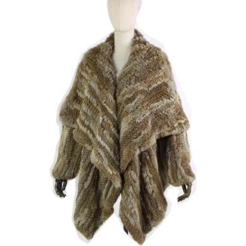 2019 New Brand Womens Winter rabbit fur coat Hot Sale 4 colors knitting real fur jacket