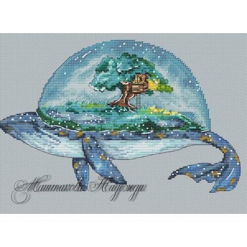 The scenery on the back of a whale-A wonderful Cross Stitch Kit Packages Counted Cross-Stitching Kits Cross stich Painting Set