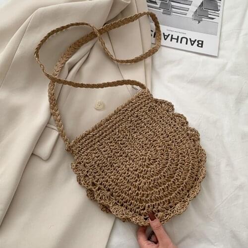 Beach Vacation Single Shoulder Bag For Women Summer Vintage Straw Rope Handmade Crossbody Bag Lady Small Pouch Handbag Bohemian