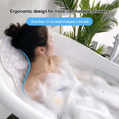 3D Ventilation Neck Comfort Bathtub Pillow Suction Cup Air Mesh Head Neck Back Shoulder Support Shower SPA Bathtub Pillow