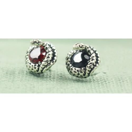925 Sterling Silver Snake Crystal Post Stud Single Earring Biker Men Women Jewelry A1630