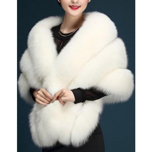 Brieuces new women Womens faux Fur Collar Shawl Grey Color Soft Imitated Fox Fur Scarves Sexy Ladys Winter Fashion Large Shawl
