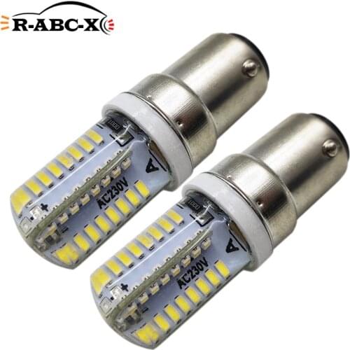 RUIANDSION 2Pcs BA15D Sewing Machine Replacement Bulb 220V 230V 240V 64LED 3014SMD Silicone Made For Janome Singer 6000K 4300K