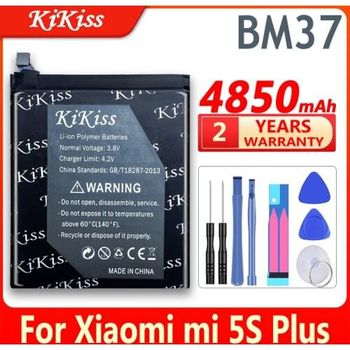 Original KiKiss High Capacity 4850mAh Mobile Phone Replacement Battery BM 37 BM37 BM-37 for Xiaomi Mi 5S Plus MI5S Plus