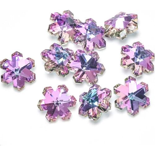 10 PCs Glass AB Rainbow Color Aurora Borealis Charms Pendant 40 Styles For Jewelry Making 14/17/18/20mm Heart Purple & Blue